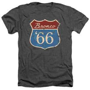 AN OFFCIALLY LICENSED FORD BRONCO ROUTE 66 BRONCO MEN'S HEATHER T-SHIRT CHARCOAL