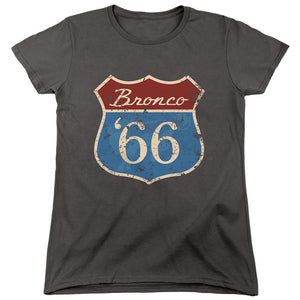 AN OFFCIALLY LICENSED FORD BRONCO ROUTE 66 BRONCO WOMEN'S REGULAR FIT T-SHIRT CHARCOAL