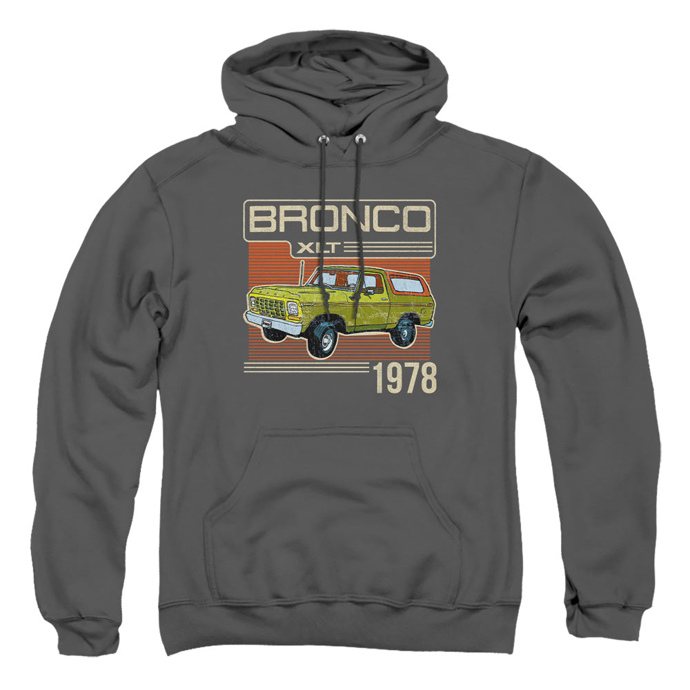 AN OFFCIALLY LICENSED FORD BRONCO BRONCO 1978 ADULT UNISEX PULLOVER HOODIE CHARCOAL