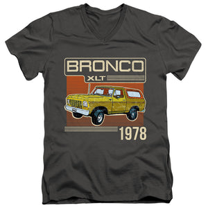 AN OFFCIALLY LICENSED FORD BRONCO BRONCO 1978 MEN'S V-NECK T-SHIRT CHARCOAL