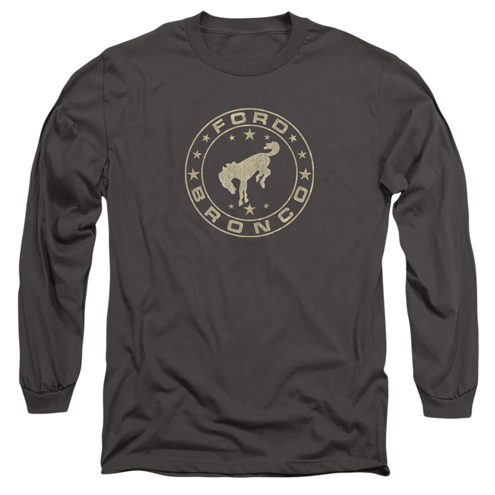 AN OFFCIALLY LICENSED FORD BRONCO VINTAGE STAR BRONCO MEN'S LONG SLEEVE T-SHIRT CHARCOAL