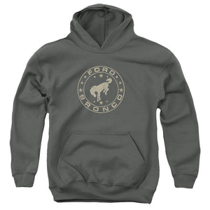 AN OFFCIALLY LICENSED FORD BRONCO VINTAGE STAR BRONCO YOUTH HOODIE CHARCOAL