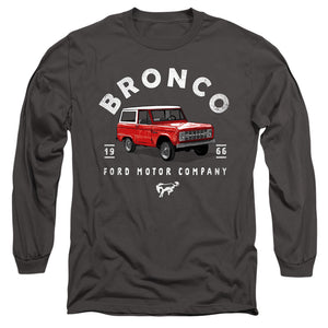 AN OFFCIALLY LICENSED FORD BRONCO BRONCO ILLUSTRATED MEN'S LONG SLEEVE T-SHIRT CHARCOAL
