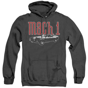 AN OFFCIALLY LICENSED FORD MUSTANG MACH 1 ADULT UNISEX HEATHER PULLOVER HOODIE BLACK