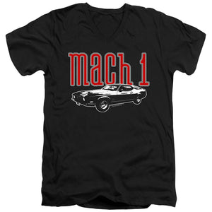 AN OFFCIALLY LICENSED FORD MUSTANG MACH 1 MEN'S V-NECK T-SHIRT BLACK