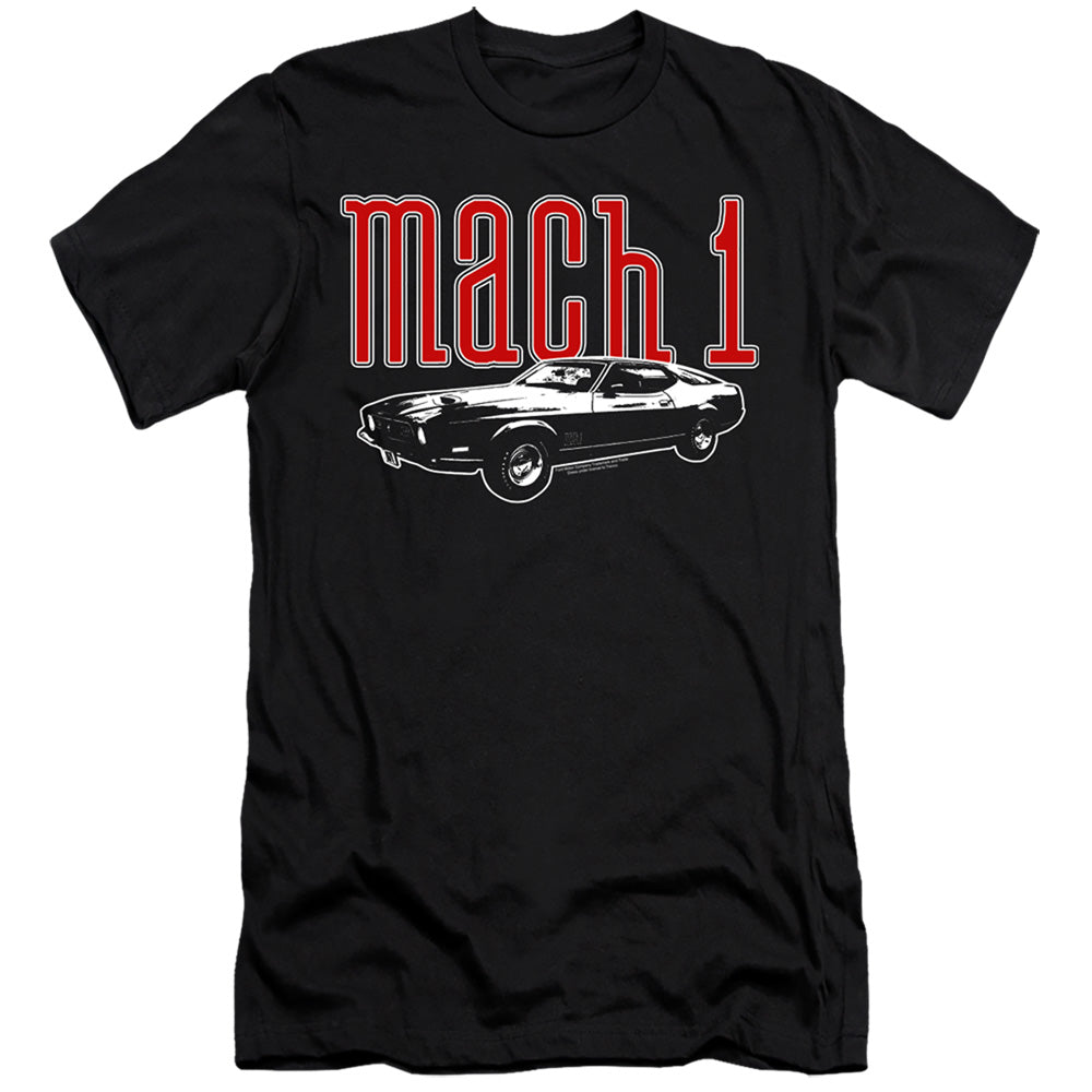 AN OFFCIALLY LICENSED FORD MUSTANG MACH 1 MEN'S PREMIUM SLIM FIT T-SHIRT BLACK