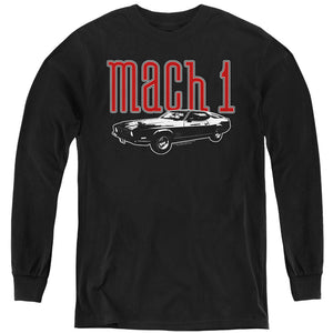 AN OFFCIALLY LICENSED FORD MUSTANG MACH 1 YOUTH LONG SLEEVE T-SHIRT BLACK
