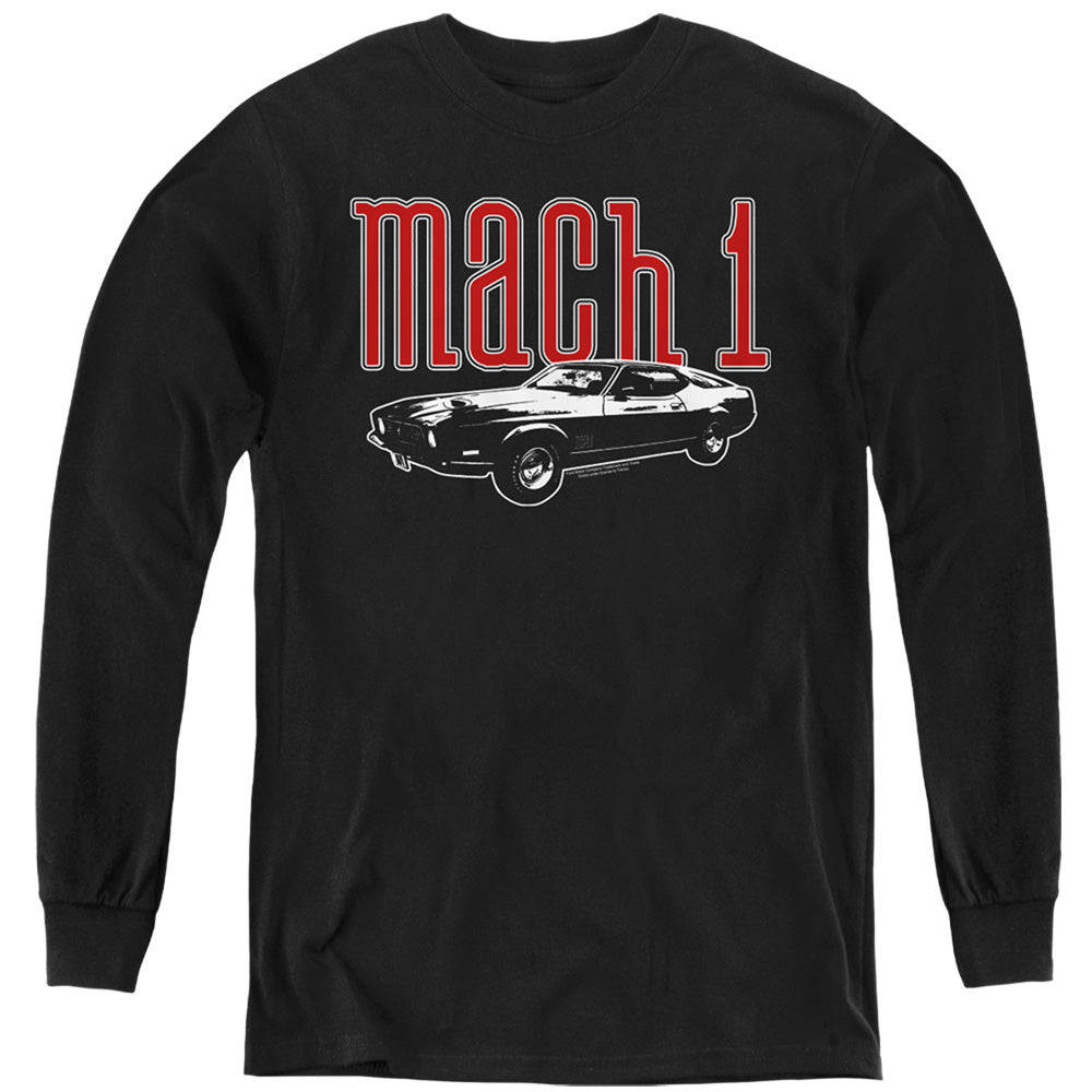 AN OFFCIALLY LICENSED FORD MUSTANG MACH 1 YOUTH LONG SLEEVE T-SHIRT BLACK