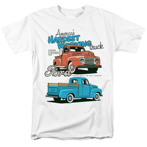 AN OFFCIALLY LICENSED FORD TRUCKS HARDEST WORKING MEN'S REGULAR FIT T-SHIRT WHITE