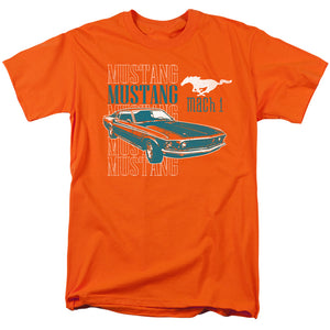 AN OFFCIALLY LICENSED FORD MUSTANG MACH 1 REPEAT MEN'S REGULAR FIT T-SHIRT ORANGE