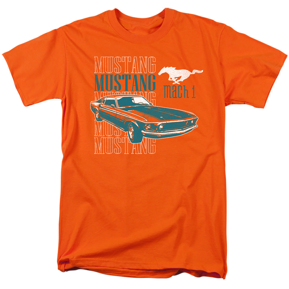 AN OFFCIALLY LICENSED FORD MUSTANG MACH 1 REPEAT MEN'S REGULAR FIT T-SHIRT ORANGE