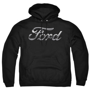 AN OFFCIALLY LICENSED FORD CHROME FORD LOGO ADULT UNISEX PULLOVER HOODIE BLACK