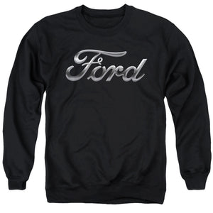 AN OFFCIALLY LICENSED FORD CHROME FORD LOGO ADULT UNISEX CREWNECK SWEATSHIRT BLACK