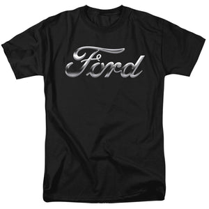 AN OFFCIALLY LICENSED FORD CHROME FORD LOGO MEN'S REGULAR FIT T-SHIRT BLACK