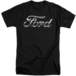 AN OFFCIALLY LICENSED FORD CHROME FORD LOGO MEN'S TALL FIT T-SHIRT BLACK