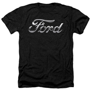 AN OFFCIALLY LICENSED FORD CHROME FORD LOGO MEN'S HEATHER T-SHIRT CHARCOAL