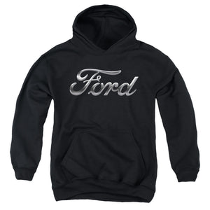 AN OFFCIALLY LICENSED FORD CHROME FORD LOGO YOUTH HOODIE BLACK