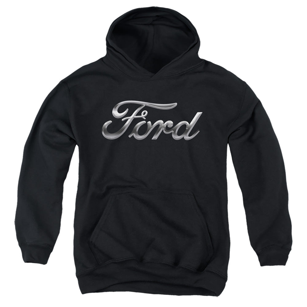 AN OFFCIALLY LICENSED FORD CHROME FORD LOGO YOUTH HOODIE BLACK