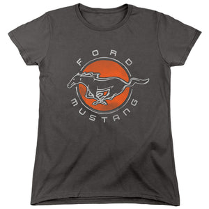 AN OFFCIALLY LICENSED FORD MUSTANG MUSTANG CIRCLE WOMEN'S REGULAR FIT T-SHIRT CHARCOAL