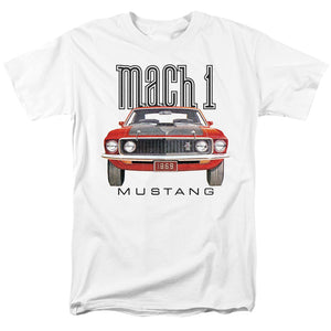 AN OFFCIALLY LICENSED FORD MUSTANG 69 MACH 1 MEN'S REGULAR FIT T-SHIRT WHITE