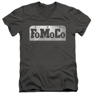 AN OFFCIALLY LICENSED FORD FOMOCO MEN'S V-NECK T-SHIRT CHARCOAL