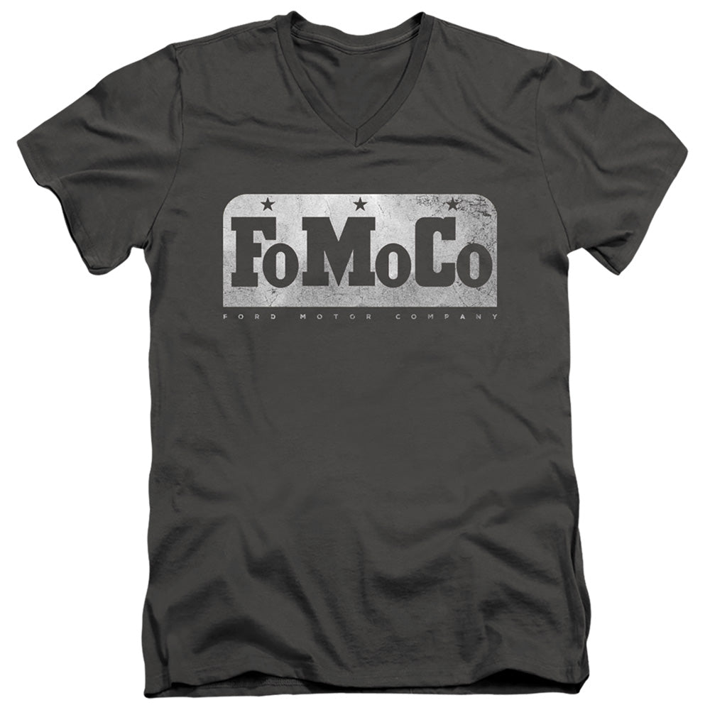 AN OFFCIALLY LICENSED FORD FOMOCO MEN'S V-NECK T-SHIRT CHARCOAL