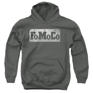 AN OFFCIALLY LICENSED FORD FOMOCO YOUTH HOODIE CHARCOAL