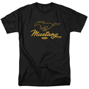 AN OFFCIALLY LICENSED FORD MUSTANG PONY SCRIPT MEN'S REGULAR FIT T-SHIRT BLACK