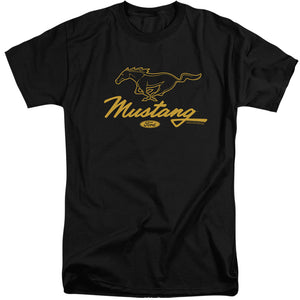 AN OFFCIALLY LICENSED FORD MUSTANG PONY SCRIPT MEN'S TALL FIT T-SHIRT BLACK