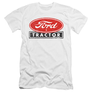 AN OFFCIALLY LICENSED FORD FORD TRACTOR MEN'S PREMIUM SLIM FIT T-SHIRT WHITE