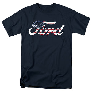 AN OFFCIALLY LICENSED FORD FLAG LOGO MEN'S REGULAR FIT T-SHIRT NAVY