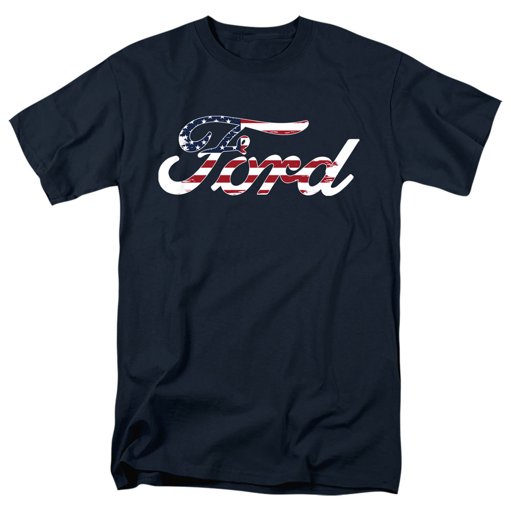 AN OFFCIALLY LICENSED FORD FLAG LOGO MEN'S REGULAR FIT T-SHIRT NAVY