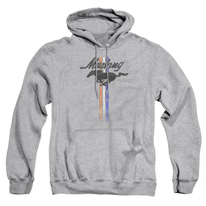 AN OFFCIALLY LICENSED FORD MUSTANG MUSTANG STRIPES ADULT UNISEX PULLOVER HOODIE ATHLETIC HEATHER
