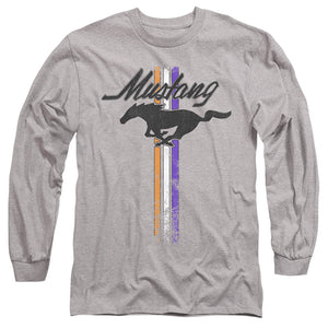AN OFFCIALLY LICENSED FORD MUSTANG MUSTANG STRIPES MEN'S LONG SLEEVE T-SHIRT ATHLETIC HEATHER