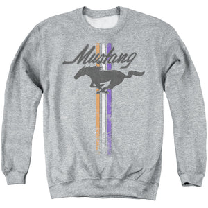 AN OFFCIALLY LICENSED FORD MUSTANG MUSTANG STRIPES ADULT UNISEX CREWNECK SWEATSHIRT ATHLETIC HEATHER