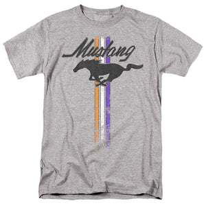 AN OFFCIALLY LICENSED FORD MUSTANG MUSTANG STRIPES MEN'S REGULAR FIT T-SHIRT ATHLETIC HEATHER