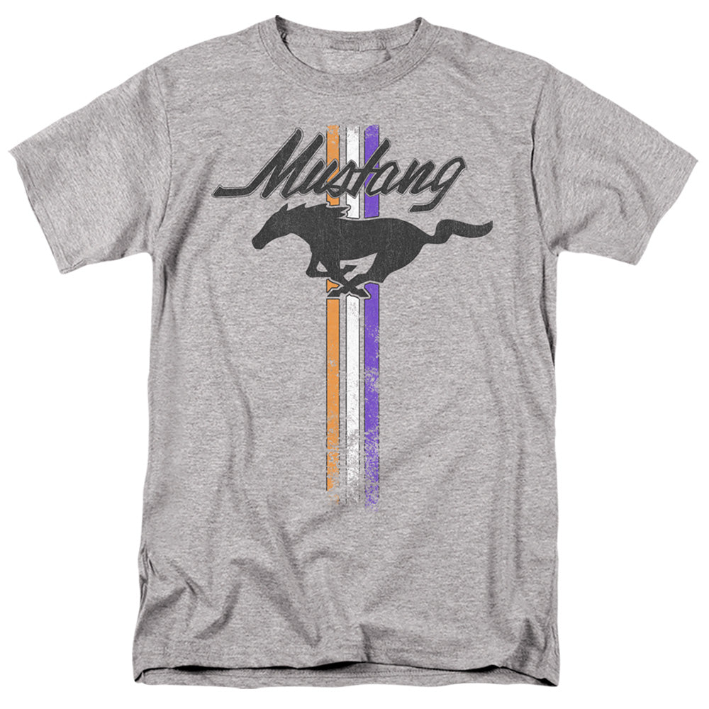 AN OFFCIALLY LICENSED FORD MUSTANG MUSTANG STRIPES MEN'S REGULAR FIT T-SHIRT ATHLETIC HEATHER