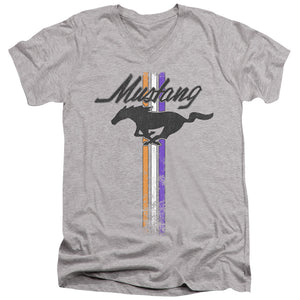 AN OFFCIALLY LICENSED FORD MUSTANG MUSTANG STRIPES MEN'S V-NECK T-SHIRT ATHLETIC HEATHER