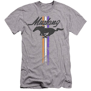 AN OFFCIALLY LICENSED FORD MUSTANG MUSTANG STRIPES MEN'S PREMIUM SLIM FIT T-SHIRT ATHLETIC HEATHER