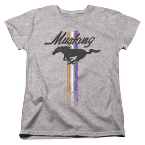 AN OFFCIALLY LICENSED FORD MUSTANG MUSTANG STRIPES WOMEN'S REGULAR FIT T-SHIRT ATHLETIC HEATHER