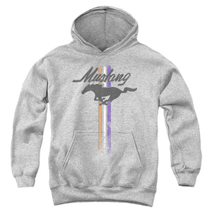 AN OFFCIALLY LICENSED FORD MUSTANG MUSTANG STRIPES YOUTH HOODIE ATHLETIC HEATHER