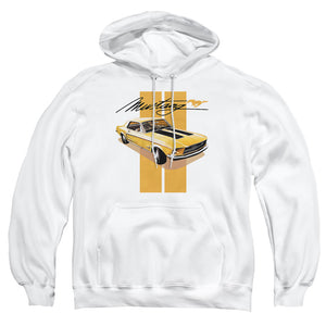 AN OFFCIALLY LICENSED FORD MUSTANG STANG STRIPES ADULT UNISEX PULLOVER HOODIE WHITE