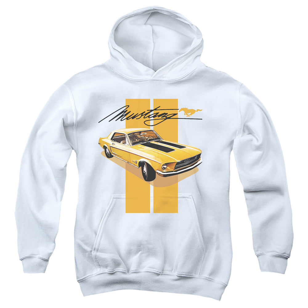 AN OFFCIALLY LICENSED FORD MUSTANG STANG STRIPES YOUTH HOODIE WHITE