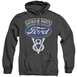 AN OFFCIALLY LICENSED FORD V8 GENUINE PARTS ADULT UNISEX HEATHER PULLOVER HOODIE BLACK
