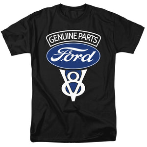 AN OFFCIALLY LICENSED FORD V8 GENUINE PARTS MEN'S REGULAR FIT T-SHIRT BLACK