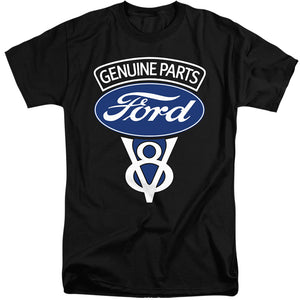 AN OFFCIALLY LICENSED FORD V8 GENUINE PARTS MEN'S TALL FIT T-SHIRT BLACK