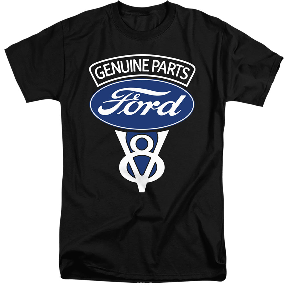 AN OFFCIALLY LICENSED FORD V8 GENUINE PARTS MEN'S TALL FIT T-SHIRT BLACK