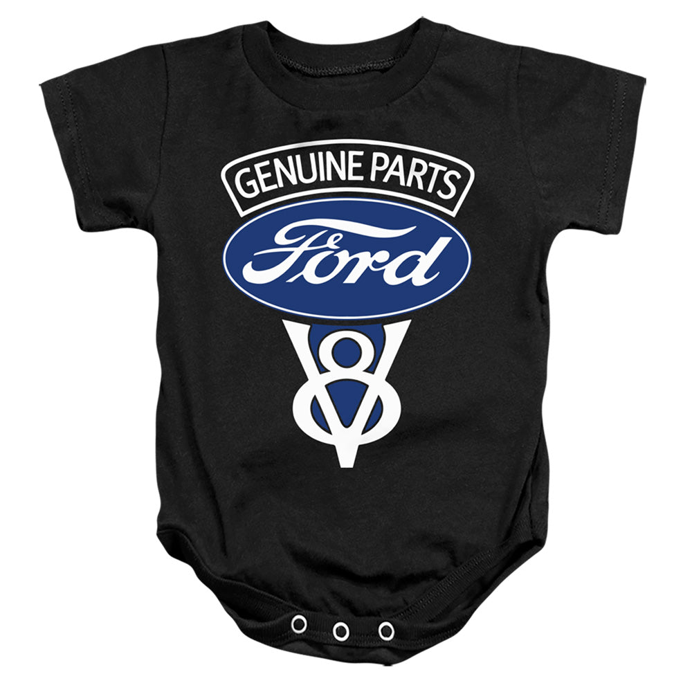 AN OFFCIALLY LICENSED FORD V8 GENUINE PARTS BABY BODYSUIT BLACK