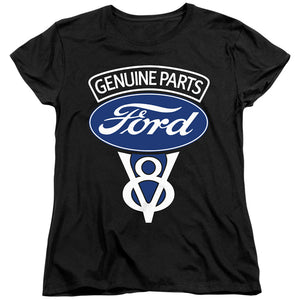 AN OFFCIALLY LICENSED FORD V8 GENUINE PARTS WOMEN'S REGULAR FIT T-SHIRT BLACK