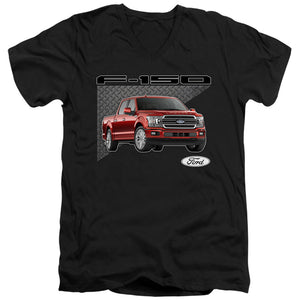 AN OFFCIALLY LICENSED FORD TRUCKS F 150 MEN'S V-NECK T-SHIRT BLACK